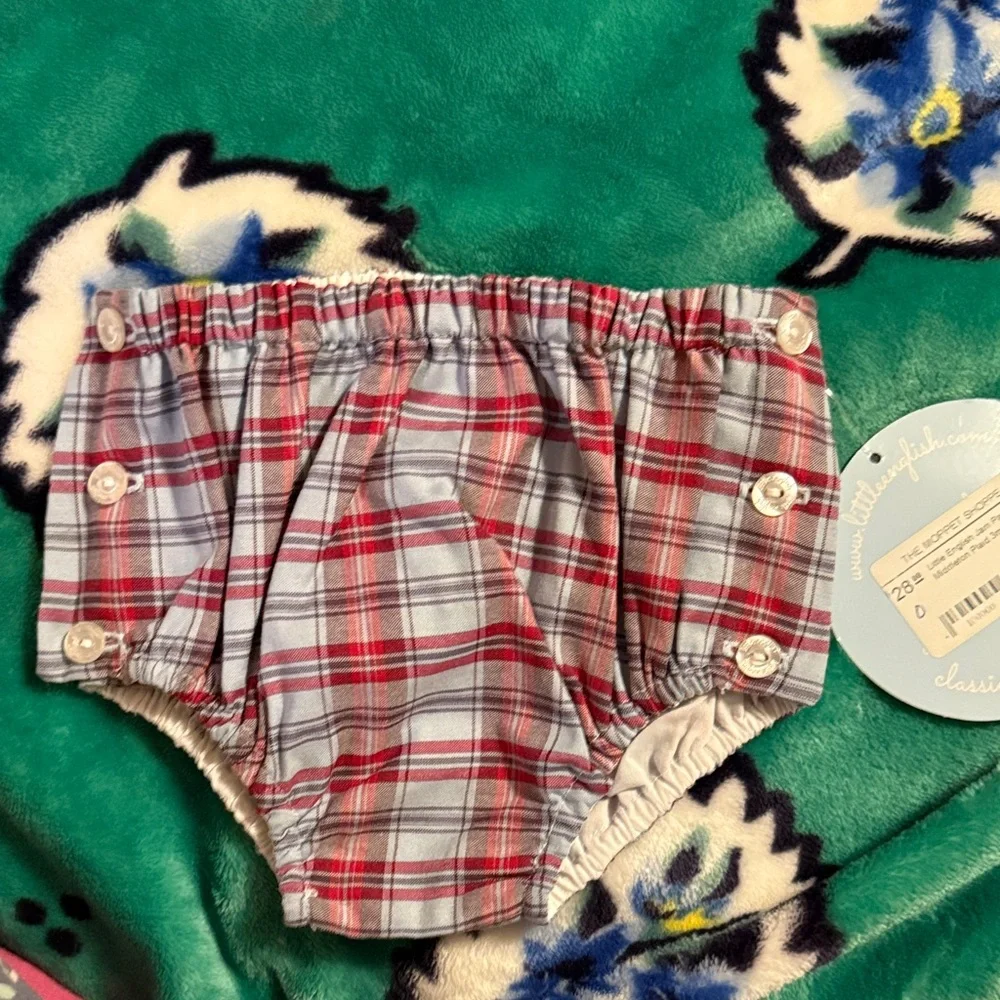 Little English Classic Red and Gray Checkered Diaper Cover